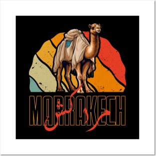 Marrakech Morocco Arabic Camel Sunset Posters and Art